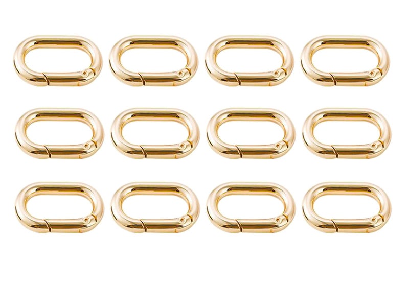 Bobeey 4pcs Carabiner Metal Spring Key Ring,Spring Snap Hooks Clip,Spring Keyring Buckle,Oval Ring for Bags,Purses BBC39(Light Gold) - Image 1